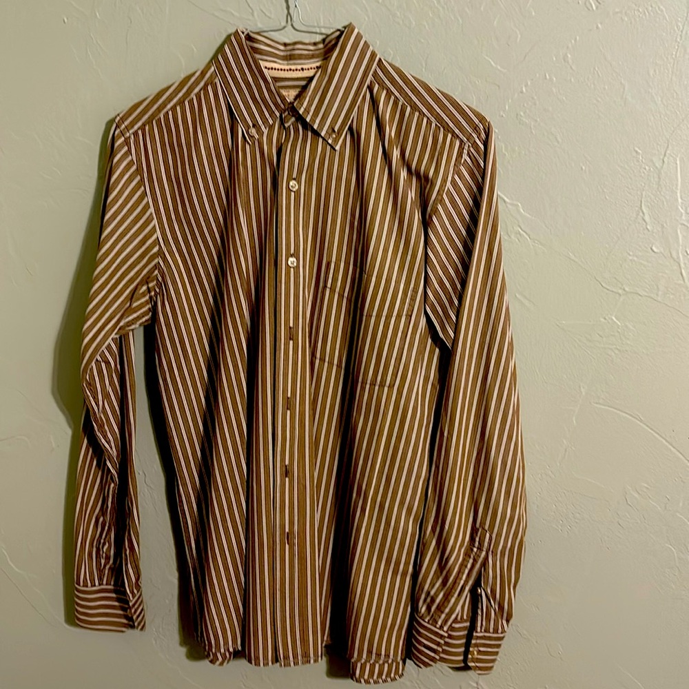 Red Camel Striped Dress Shirt